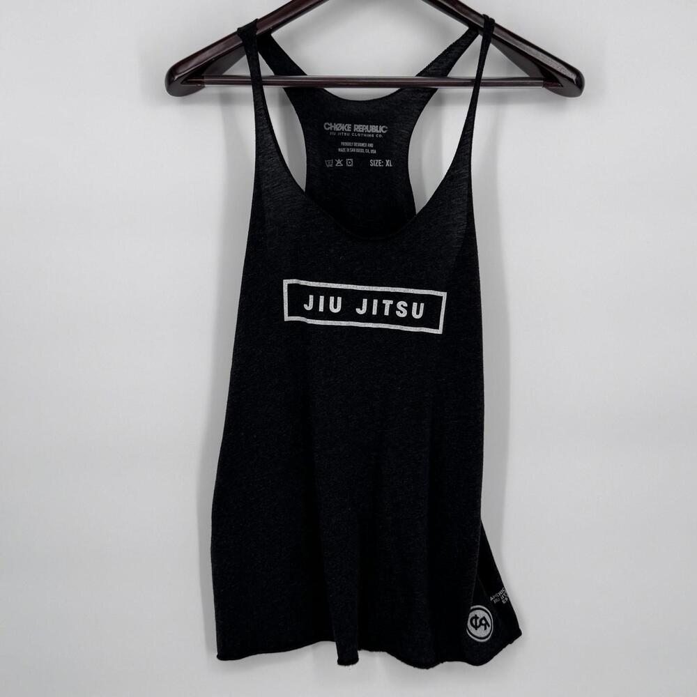 Choke Republic Tank Mens XL Gray Jiu Jitsu Graphic Racerback Gym USA Training